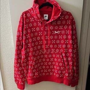 Nike Red and White Patterned Men's Hoodie